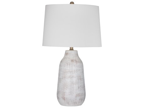 Bassett Mirror Forcythia Neutral White Drum Linen Off Buffet Lamp