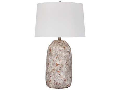 Bassett Mirror Colter Aged Parchment White Tapered Drum Linen Brown Buffet Lamp