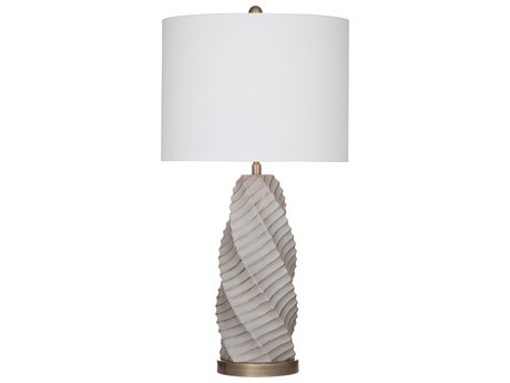 Bassett Mirror Vanessa Gray White Drum Linen Buffet Lamp