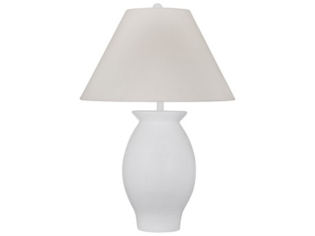 Bassett Mirror Koler Matte White Oatmeal Round Linen Buffet Lamp