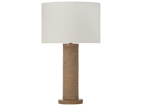 Bassett Mirror Adams Natural Beige Drum Linen Brown Buffet Lamp