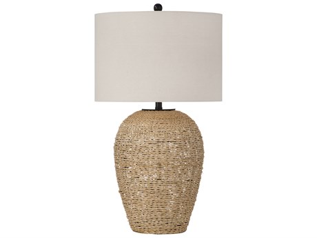 Bassett Mirror Armstrong Natural Beige Drum Linen Brown Buffet Lamp
