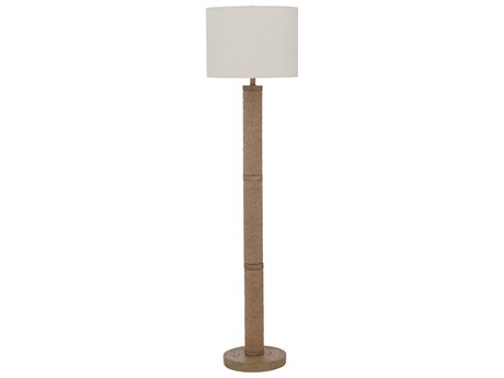 Bassett Mirror Chester Natural Oatmeal Drum Linen Brown Floor Lamp