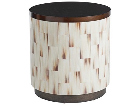 Barclay Butera Park City Crescent Commode Round Metal End Table