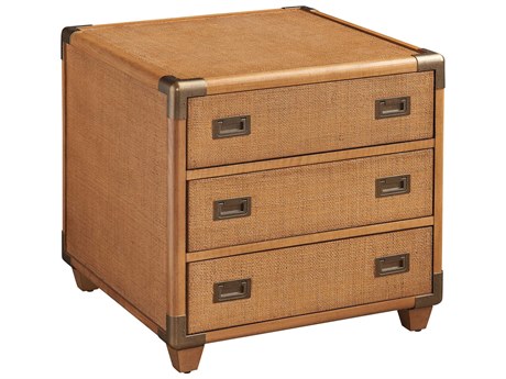 Barclay Butera Laguna Sapphire Woven Trunk Square Wood Wicker End Table