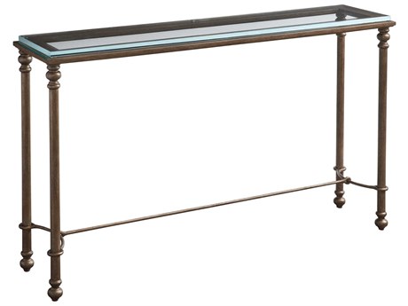 Barclay Butera Laguna Bluff Rectangular Glass Textured Burnished Brass Console Table