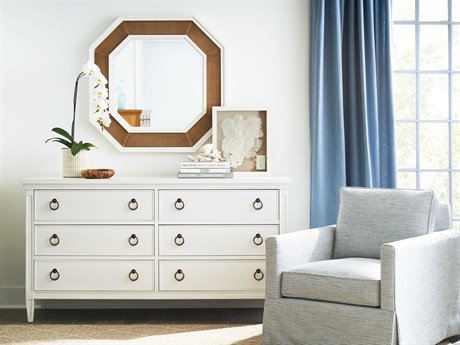 Barclay Butera Laguna 6-Drawers Brown Double Dresser with Wall Mirror