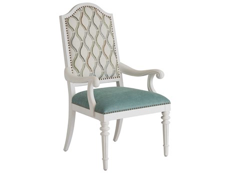 Barclay Butera Villa Blanca Blue Upholstered Corsica Arm Dining Chair