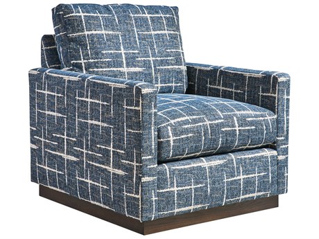 Barclay Butera Upholstery Meadow View Swivel Blue Fabric Accent Chair