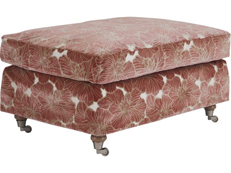 Barclay Butera Upholstery Athos Nouveau Orange Upholstered Ottoman with Pewter Casters