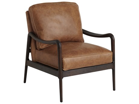 Barclay Butera Upholstery Leblanc Brown Leather Accent Chair