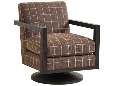 Barclay Butera Upholstery Willa Swivel Brown Fabric Accent Chair