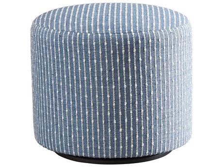 Barclay Butera Upholstery Three Arch Swivel Blue Upholstered Ottoman