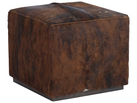 Barclay Butera Upholstery Colby Arrowleaf Brown Leather Ottoman