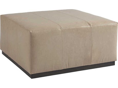 Barclay Butera Upholstery Clayton Charcoal Leather Ottoman