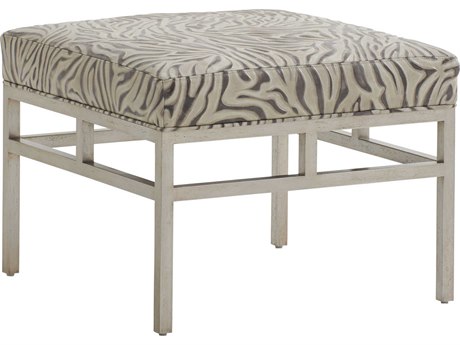 Barclay Butera Upholstery Lucca Brown Leather Ottoman