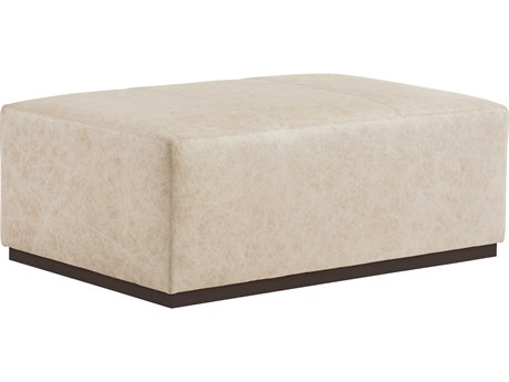 Barclay Butera Upholstery Sterling Arrowleaf Beige Leather Ottoman