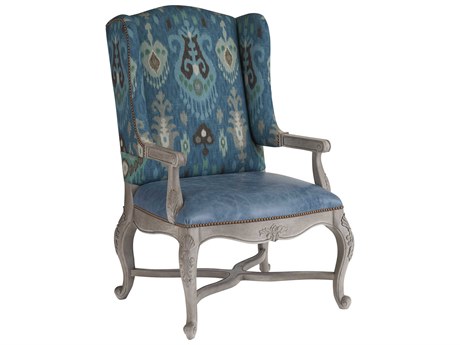 Barclay Butera Upholstery Patras Blue Leather Accent Chair