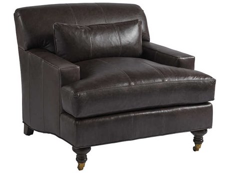Barclay Butera Upholstery Oxford Brown Leather Accent Chair