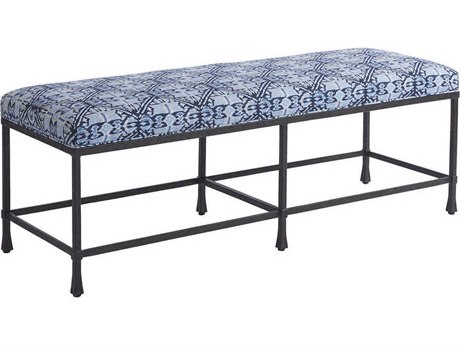 Barclay Butera Newport Ruby Red Blue Upholstered Accent Bench
