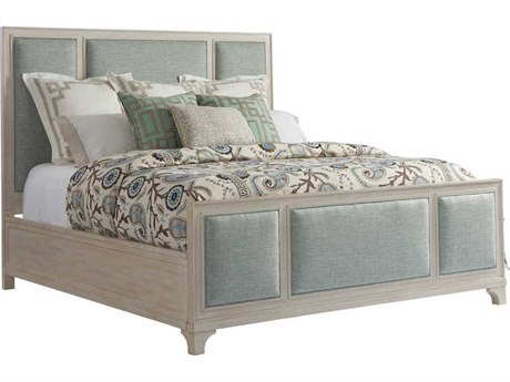 Barclay Butera Newport Crystal Cove Sailcloth Beige Wood Queen Panel Bed