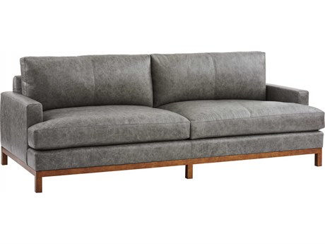 Barclay Butera Upholstery Horizon Calais Brass Metal Leather Sofa