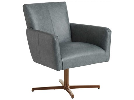 Barclay Butera Upholstery Brooks Swivel Leather Accent Chair