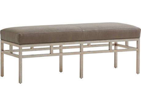 Barclay Butera Upholstery Lucca Metal Gray Leather Accent Bench