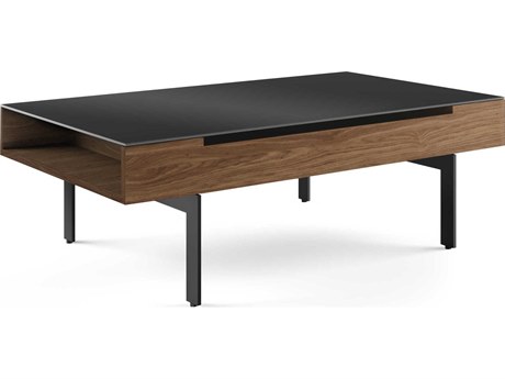 BDI Reveal Rectangular Glass Natural Walnut Coffee Table