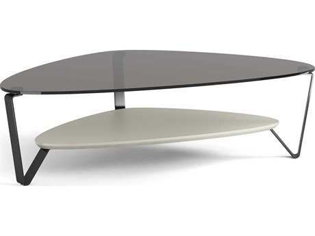 BDI Dino Glass Stone Brushed Carbon Grey Coffee Table