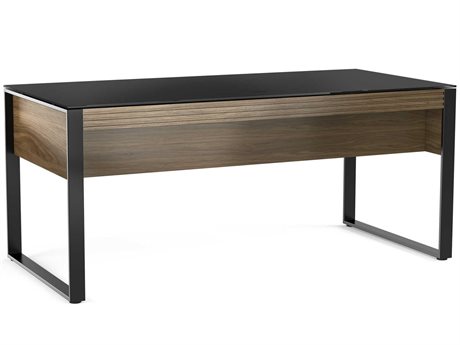 BDI Corridor Natural Walnut Black Wood Executive Desk