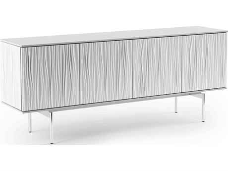 BDI Tanami 79" Smooth Satin White & Stainless Steel Media Console