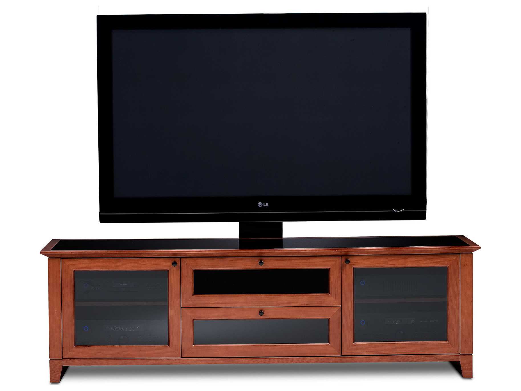 BDI Novia 74'' x 22'' Natural Stained Cherry Triple Wide Enclosed TV ...