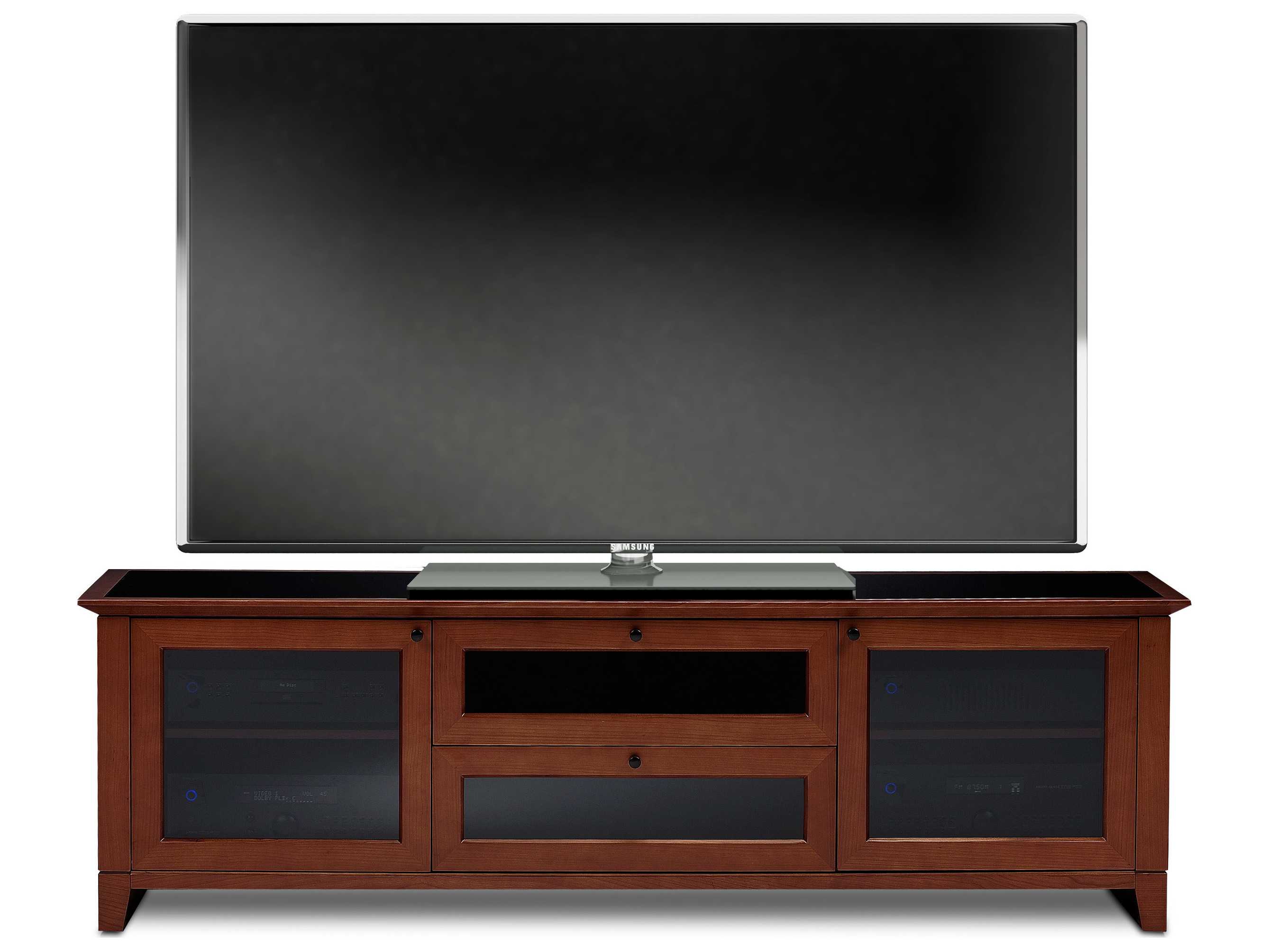 BDI Novia 74'' x 22'' Cocoa Stained Cherry Triple Wide Enclosed TV ...