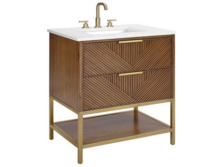 BEMMA Diamond 30" Walnut Satin Brass Vanity