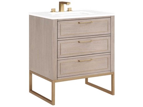 BEMMA Markham 30" Cashmere Grey Satin Brass Vanity