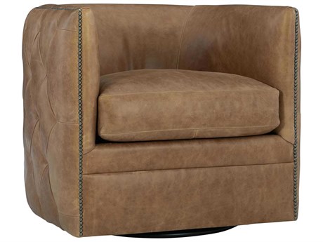 Bernhardt Palazzo Swivel Brown Leather Accent Chair