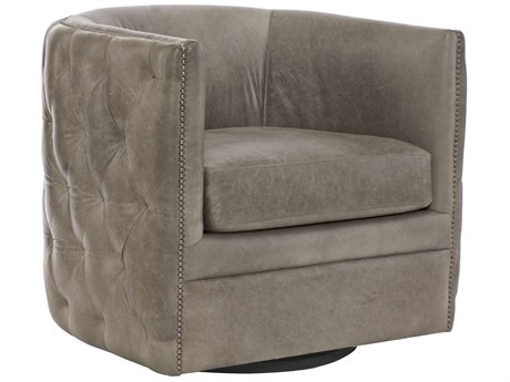 Bernhardt Palazzo Swivel Gray Leather Accent Chair