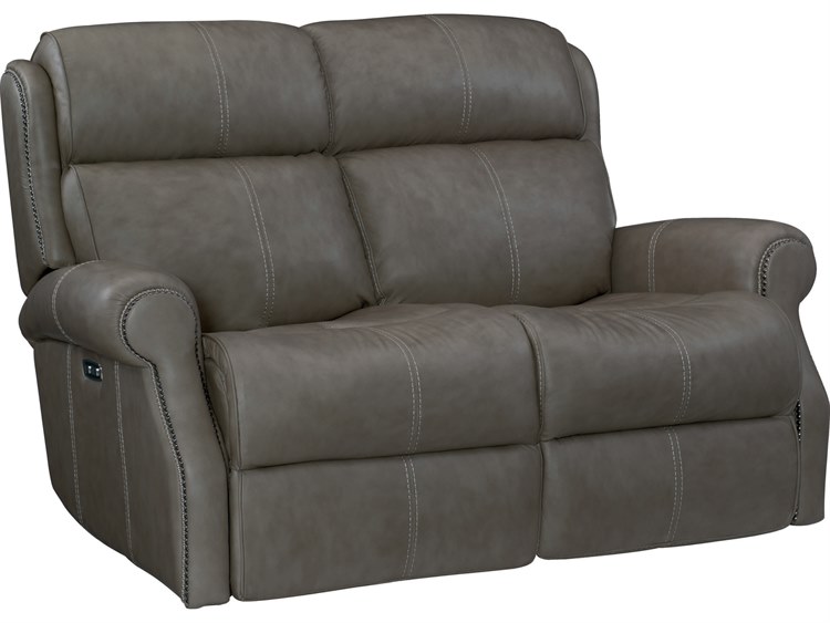 Bernhardt McGwire Power Motion 59" Brown Leather Upholstered Recliner