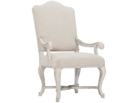 Bernhardt Mirabelle Solid Wood White Upholstered Arm Dining Chair