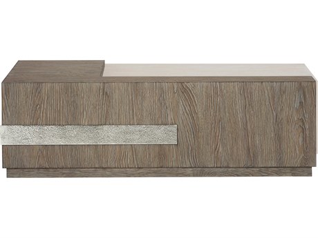Bernhardt Ellis Rectangular Wood Tamarind Shiny Nickel Cocktail Table
