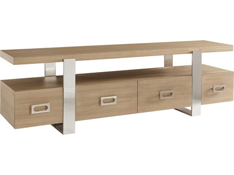 Bernhardt Modulum 84" Sahara Polished Stainless Steel Entertainment Credenza