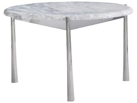 Bernhardt Arris Round Honed Arabescato Marble Polished Stainless Steel Cocktail Table