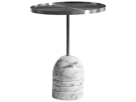 Bernhardt Olan Round Metal Brushed Stainless Steel End Table