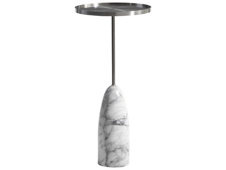 Bernhardt Obi Round Metal Brushed Stainless Steel End Table