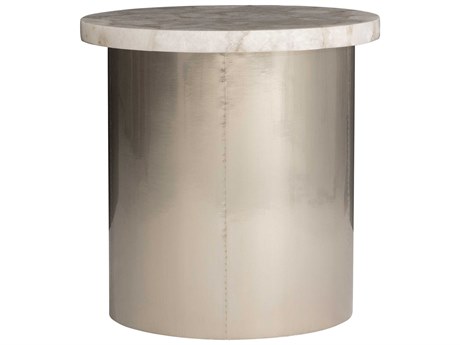 Bernhardt Shimla Round White Agate Marble End Table