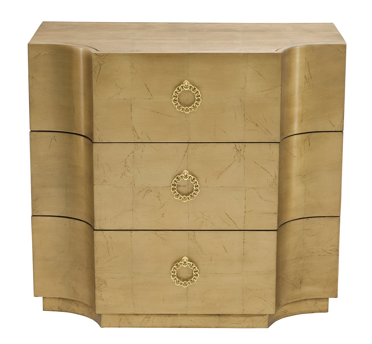 Bernhardt Jet Set Gold Leaf ThreeDrawers Nightstand BH356115G