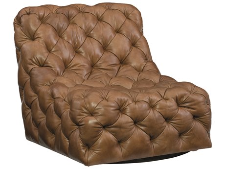 Bernhardt Rigby Swivel Brown Leather Accent Chair