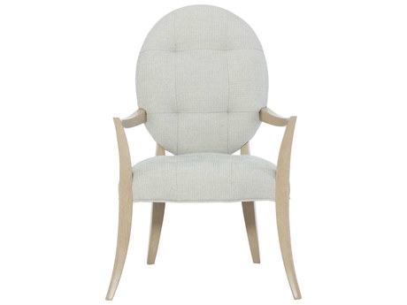 Bernhardt Savoy Place Tufted Solid Wood White Upholstered Arm Dining Chair
