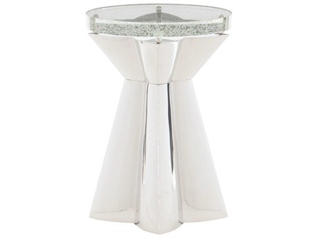 Bernhardt Interiors Casegoods Anika Round Glass Silver Clear End Table
